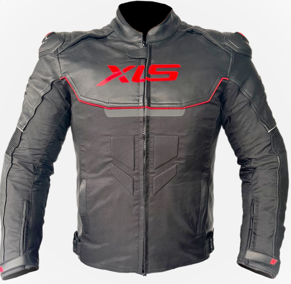 XLS Motorradjacke Textil - Lederjacke Schwarz Rot Gr. XL